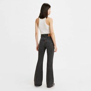 70s High Flare Washed Black High-Waisted Jeans